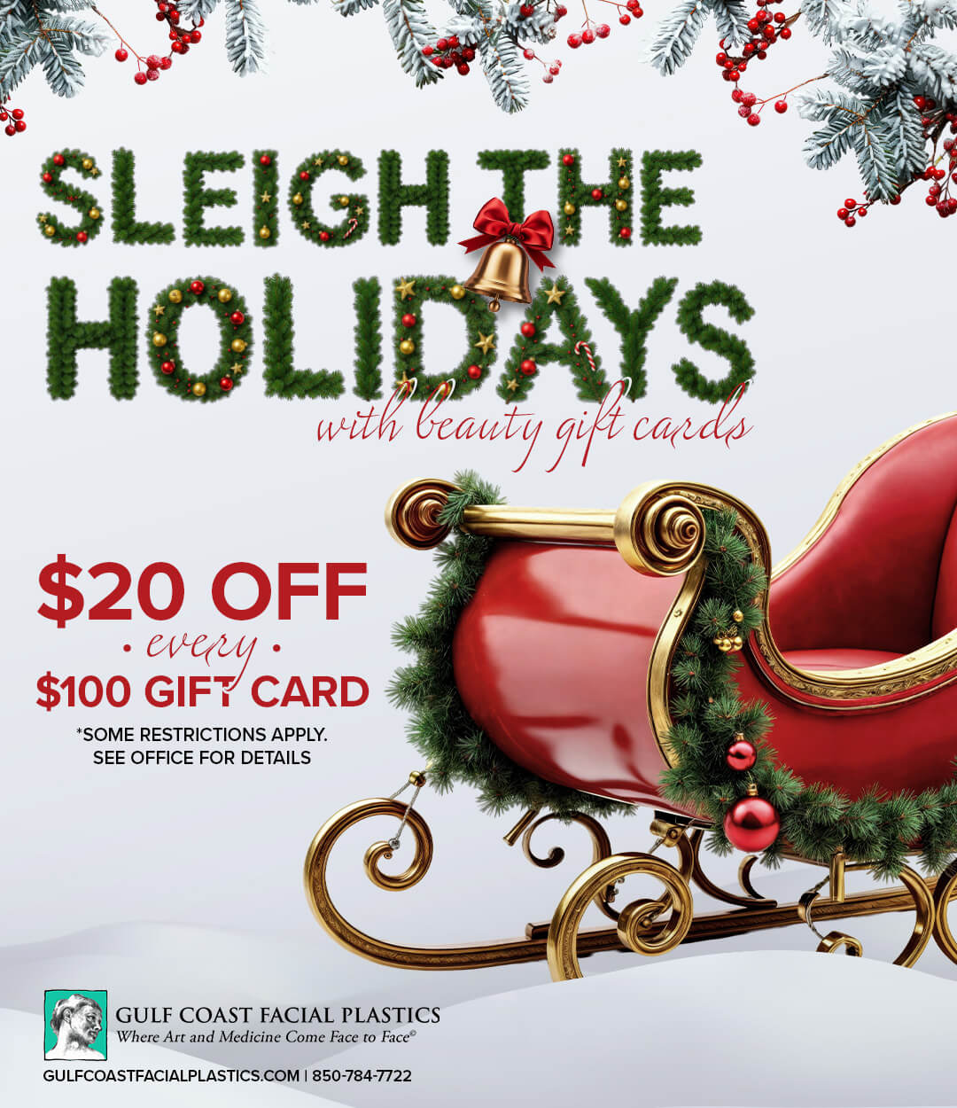 20251201_GCFP_Dec_Promo03_SocialPost_v1 Sleigh the Holidays - $20 Off Every $100 Gift Card