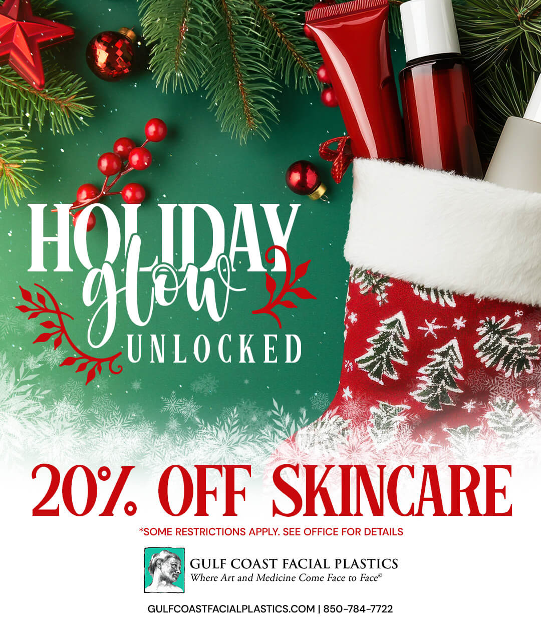 20251203_GCFP_Dec_Promo06_SocialPost_v1 Holiday Glow Unlocked - 20% OFF Skincare