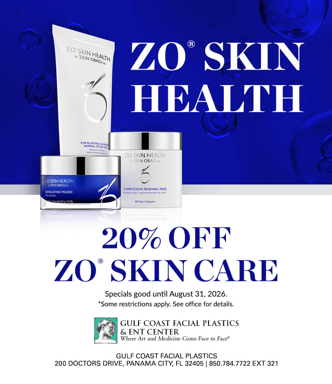 20% OFF ZO Skin Care in August